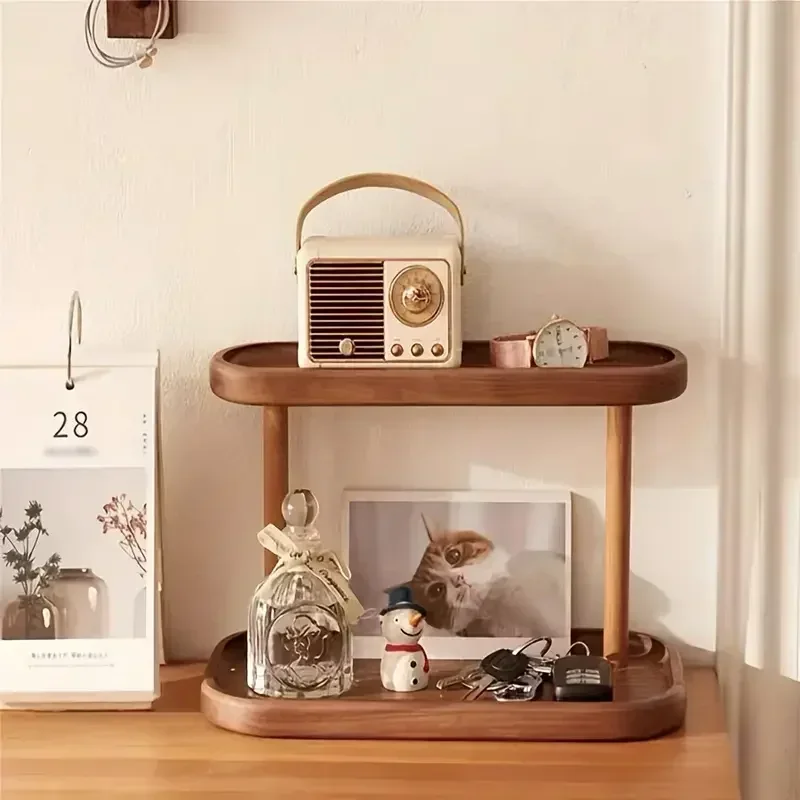 Desk Setup Productivity - Sıcak Ahşap Depolama Rafı 2 Katlı