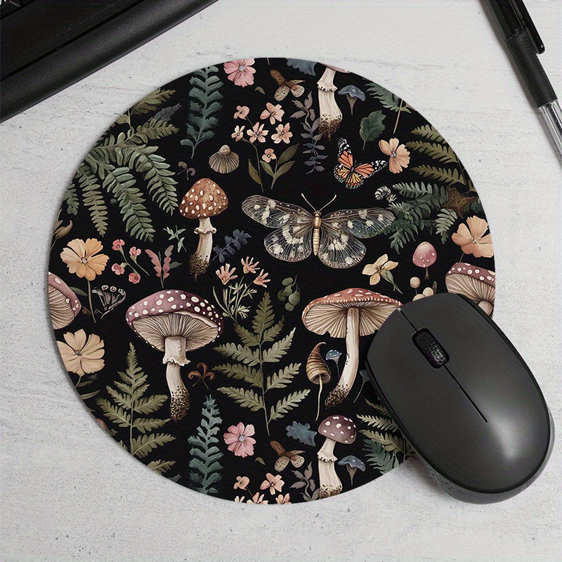 Desk Setup Office - Yuvarlak Orman Bitki Mouse Pad Kauçuk