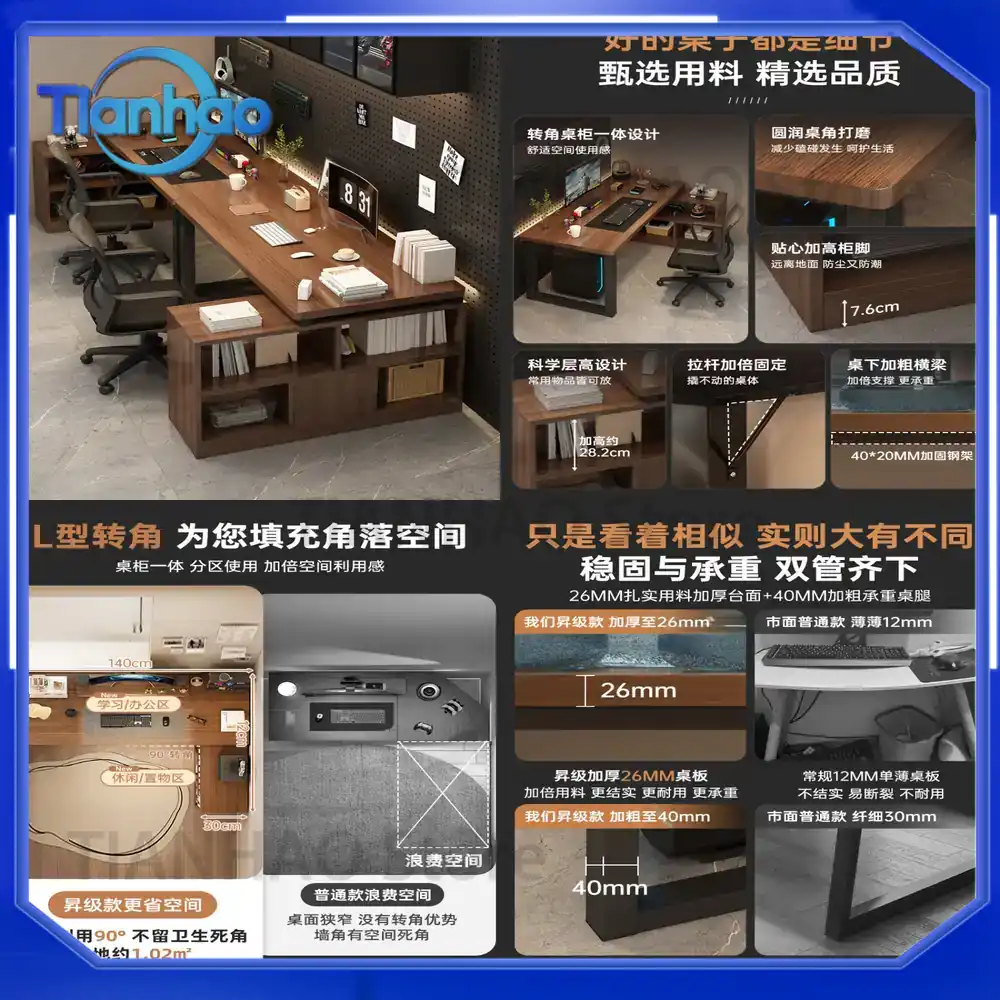 L Şeklinde Kitaplıklı Çift Mon - Desk Setup Corner incelemesi ve fiyatı